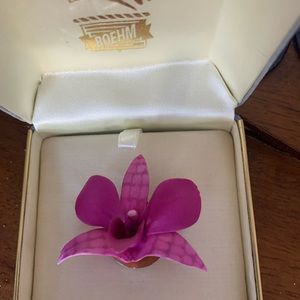 Boehm Vintage Pink Orchid Pin or Pendant with box
